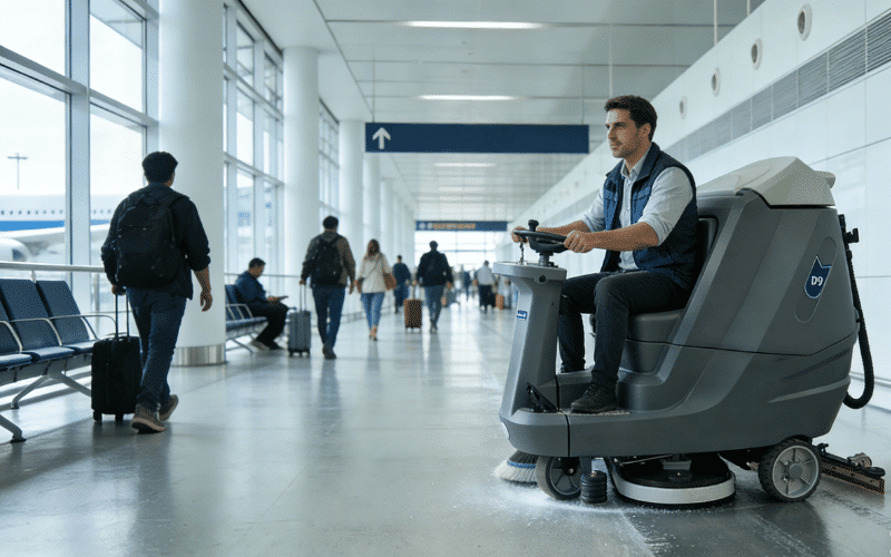 leadv rs180 ride on scrubber dryer for airport cleaning