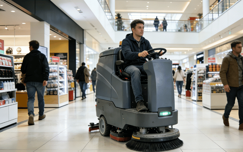 leadv rs180 ride on scrubber dryer for shopping center cleaning
