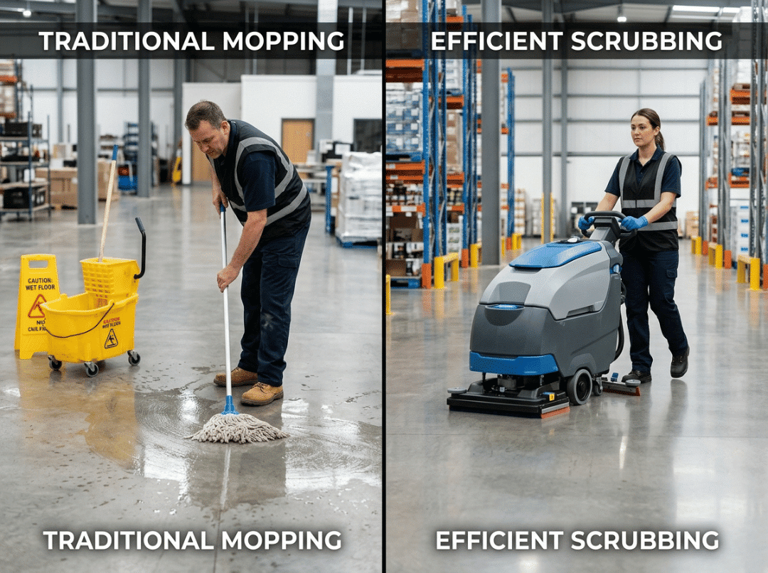 Commercial floor scrubber vs mop