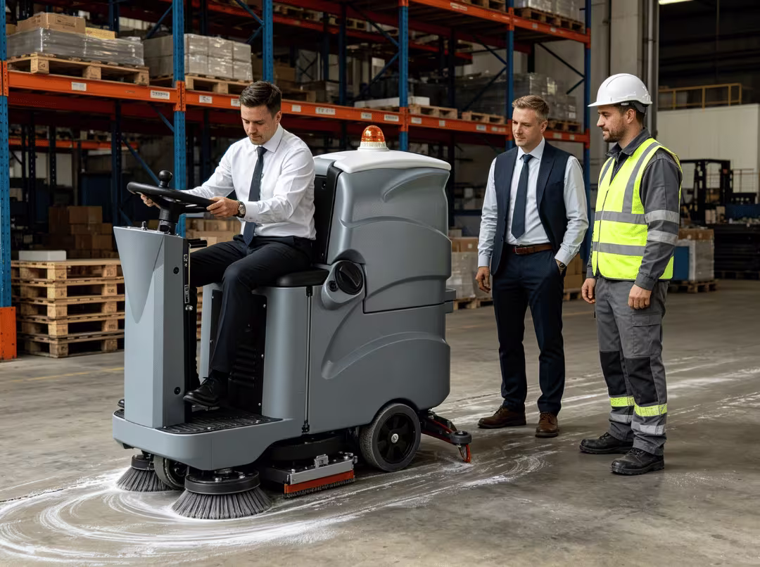 Ride on scrubber on site demo Ride on scrubber on site demo