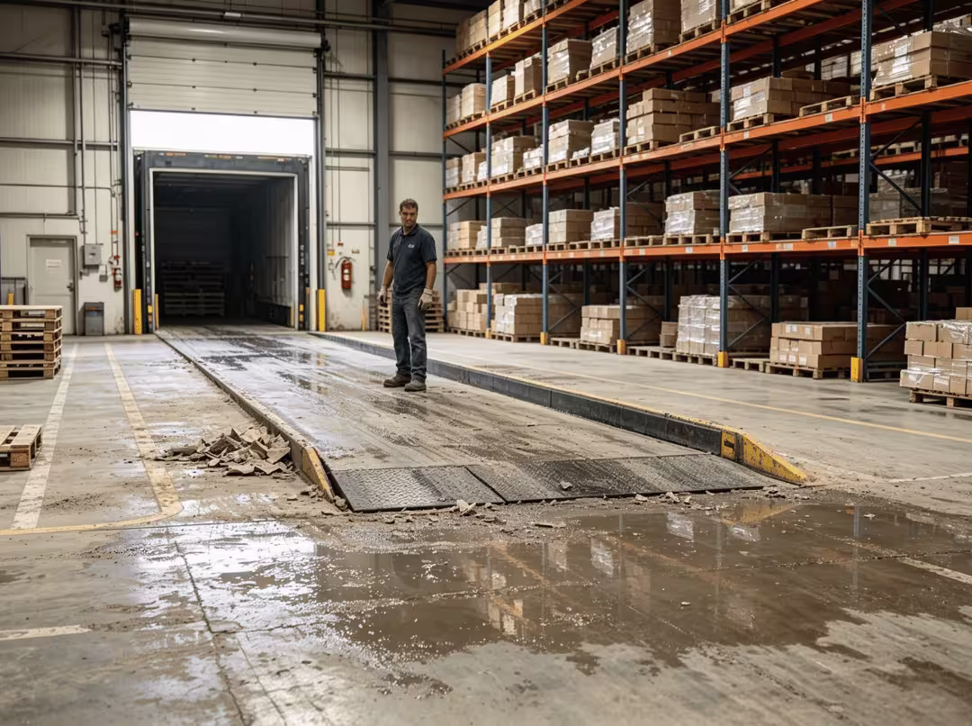 Warehouse loading dock cleaning area Warehouse loading dock cleaning area